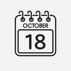 Icon page calendar day - 18 October