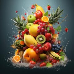 Obraz na płótnie Canvas Fruit mix concept - Assortment of fresh fruit