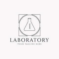 laboratory line art icon logo minimalist vector design illustration