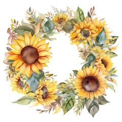 Enchanting Sunflower Watercolor Gift Clipart. Generative AI