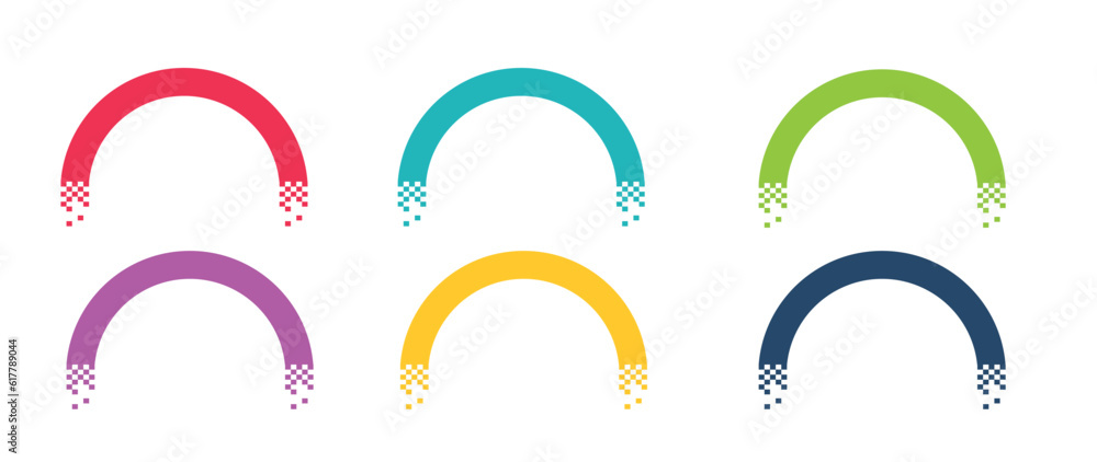 Wall mural collection of abstract color pixel web banners for headers