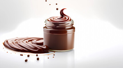 Delicious chocolate sauce on a white background
