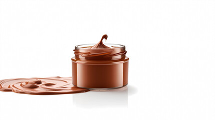 Delicious chocolate sauce on a white background
