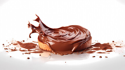 Delicious chocolate sauce on a white background
