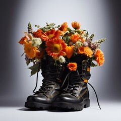 boots and flowers