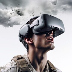 portrait of a soldier wear virtual reality