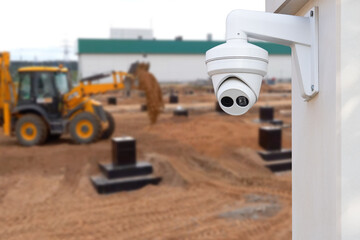 CCTV with Blurring Building construction background.