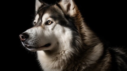 Obraz premium alaskan malamute on black background