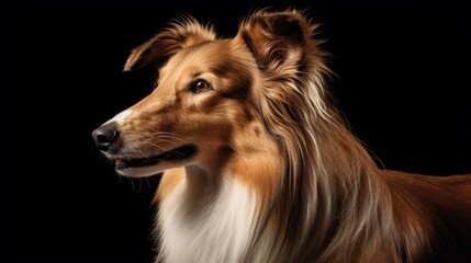Fototapeta premium collie portrait on black background