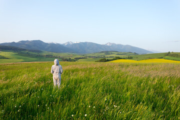 walking in the field