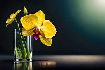 Discover the enchanting allure of nature with our stunning yellow orchid flowers captured against a sleek black backdrop. Radiating vibrant hues and delicate petals, this captivating image showcases s