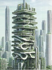 Generative AI Futuristic Skyscraper 