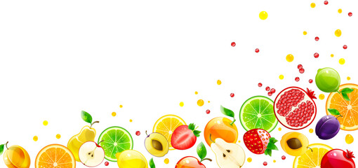 Horizontal Banner with Bright and Juicy Fruit