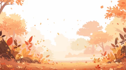 Fototapeten Autumn landscape. Autumn forest background. Brown leaves are falling. Wonderland landscape in fall season. Vector illustration EPS10 © ellyson