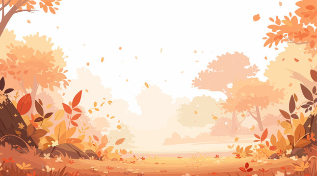 Autumn landscape. Autumn forest background. Brown leaves are falling. Wonderland landscape in fall season. Vector illustration EPS10