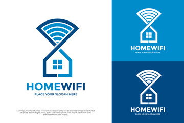 Home Wifi vector logo template. This design use signal and home symbol, Suitable for business, house device.