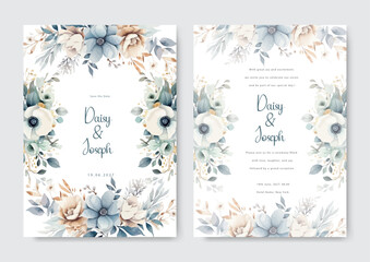 colorful orchid flower flora beautiful and elegant watercolor floral wedding invitation card template