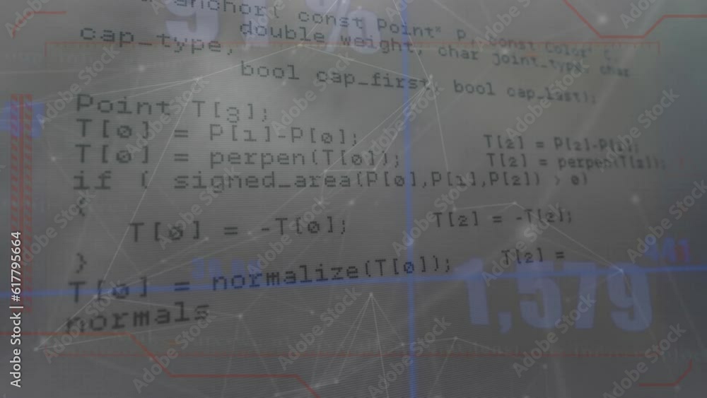 Poster animation of data processing over numbers on grid