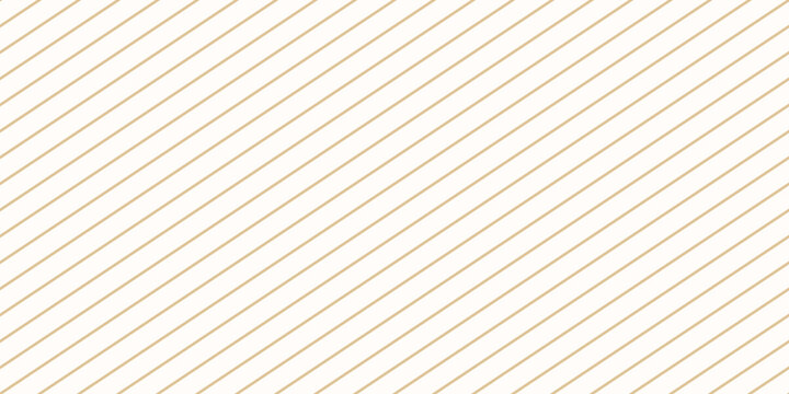 Vector stripes seamless pattern. Thin diagonal lines minimalist geometric texture. Simple striped illustration. Subtle gold and white abstract geometrical print background. Repeat golden line design