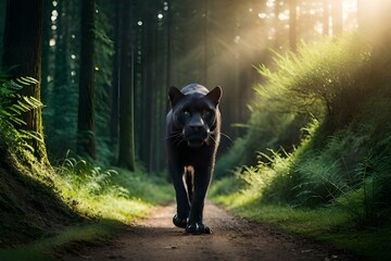 black panther in the forest