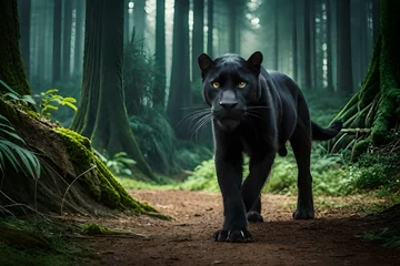 Gordijnen black panther in the forest © Ahmad