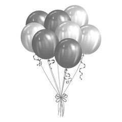 bunch of silver balloons vector festive illustration of flying realistic on gray background