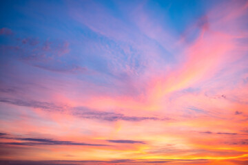 beautiful , luxury soft gradient orange gold clouds and sunlight on the blue sky perfect for the background, take in everning,Twilight