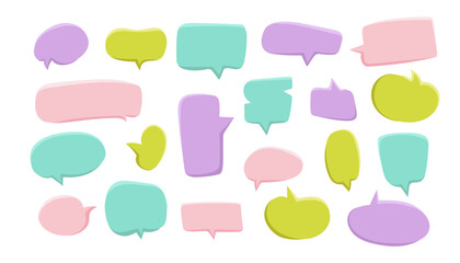 Colourful speech bubbles collection flat doodle hand drawn