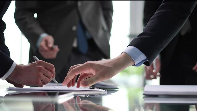 shake hands, they are business partners to open a company together, they attend a brainstorming meeting to manage sales growth and join hands after business talks