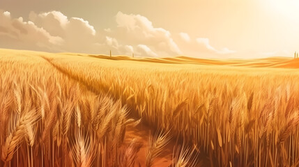 Fototapeta na wymiar field of wheat made by midjeorney