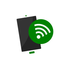 green smartphone and wifi signal icon
