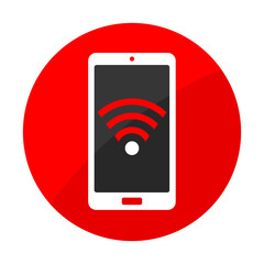 red smartphone circle and wifi icon