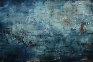 Obraz na płótnie Canvas Toned painted old concrete wall with plaster. Dark blue vintage texture background with space for design. Close-up. Rough brush strokes. Grungy, grainy, uneven surface. Empty