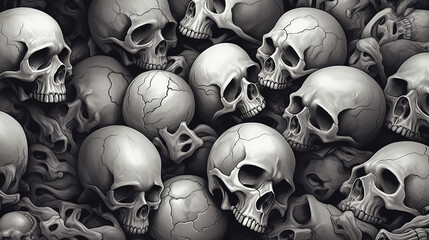 a pile of human skulls and bones