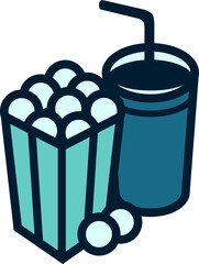 Pop corn and drink icon flat vector illustration