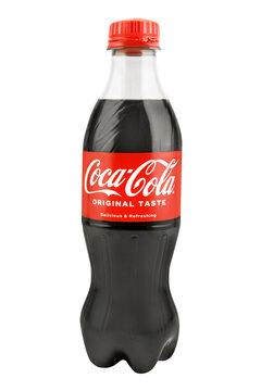 1 Flasche Coca-Cola Original Taste 330 ml und Hintergrund transparent PNG cut out