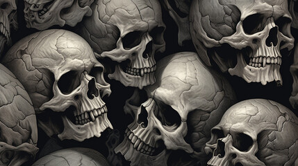 a pile of human skulls and bones