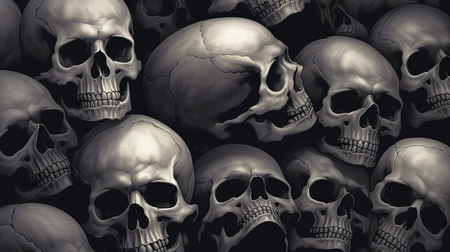 a pile of human skulls and bones