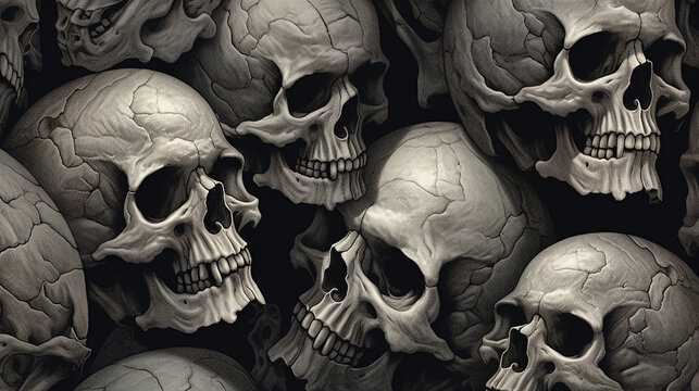 a pile of human skulls and bones