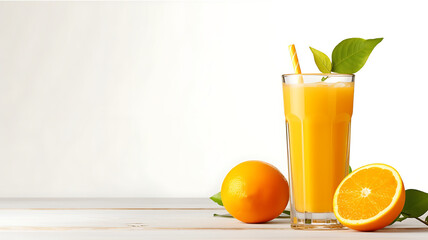 Orange juice with white background