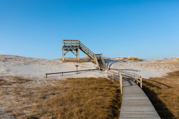 Aussichtsplatform an der Hohen Düne Pramort bei Zingst an der Ostsee.