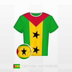 Football uniform of national team of Sao Tome and Principe with football ball with flag of Sao Tome and Principe. Soccer jersey and soccerball with flag.