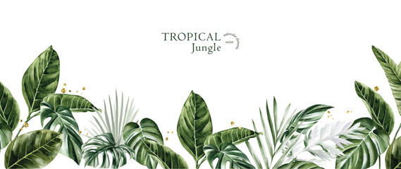 Tropical jungle watercolor vector background © Sarina Darin