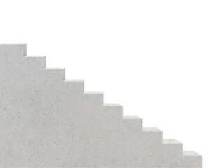 White stairs realistic in concrete interior, transparent background