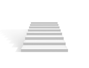 White stairs realistic, transparent background