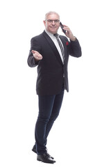 in full growth. businessman talking on a smartphone