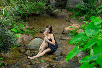 sexy, forest, asia, bath, bathing, bathroom, beautiful, beauty, body, care, cascade, caucasian, clean, colorful, country, countryside, creek, female, fresh, girl, hair, happy, health, hot, landscape, 