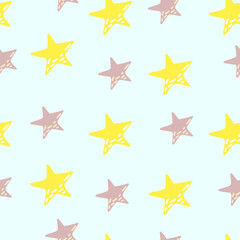 Cute stars seamless pattern in doodle style. Constellation wallpaper