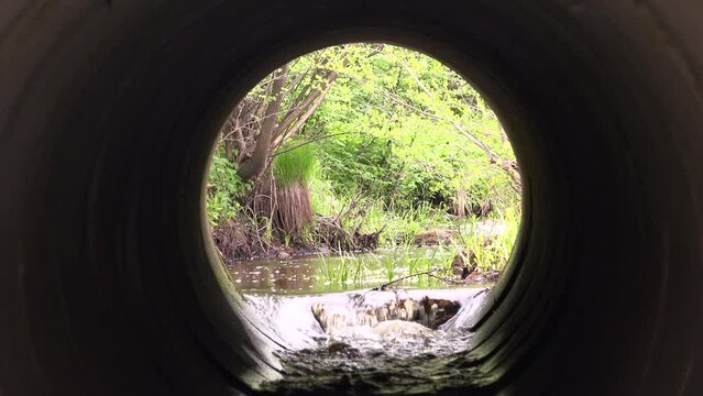 Culvert- Water Pipes Under Road and a view from inside