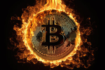 Bitcoin with futuristic theme cryptocurrency coin background